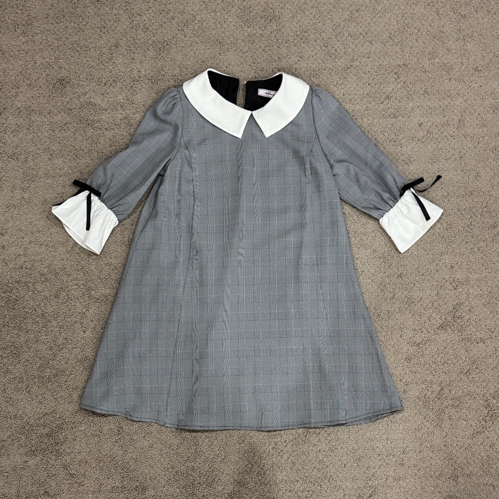 Ank Rouge Japan brand schoolgirl Gray Plaid Dress White Collar black bow 4 US